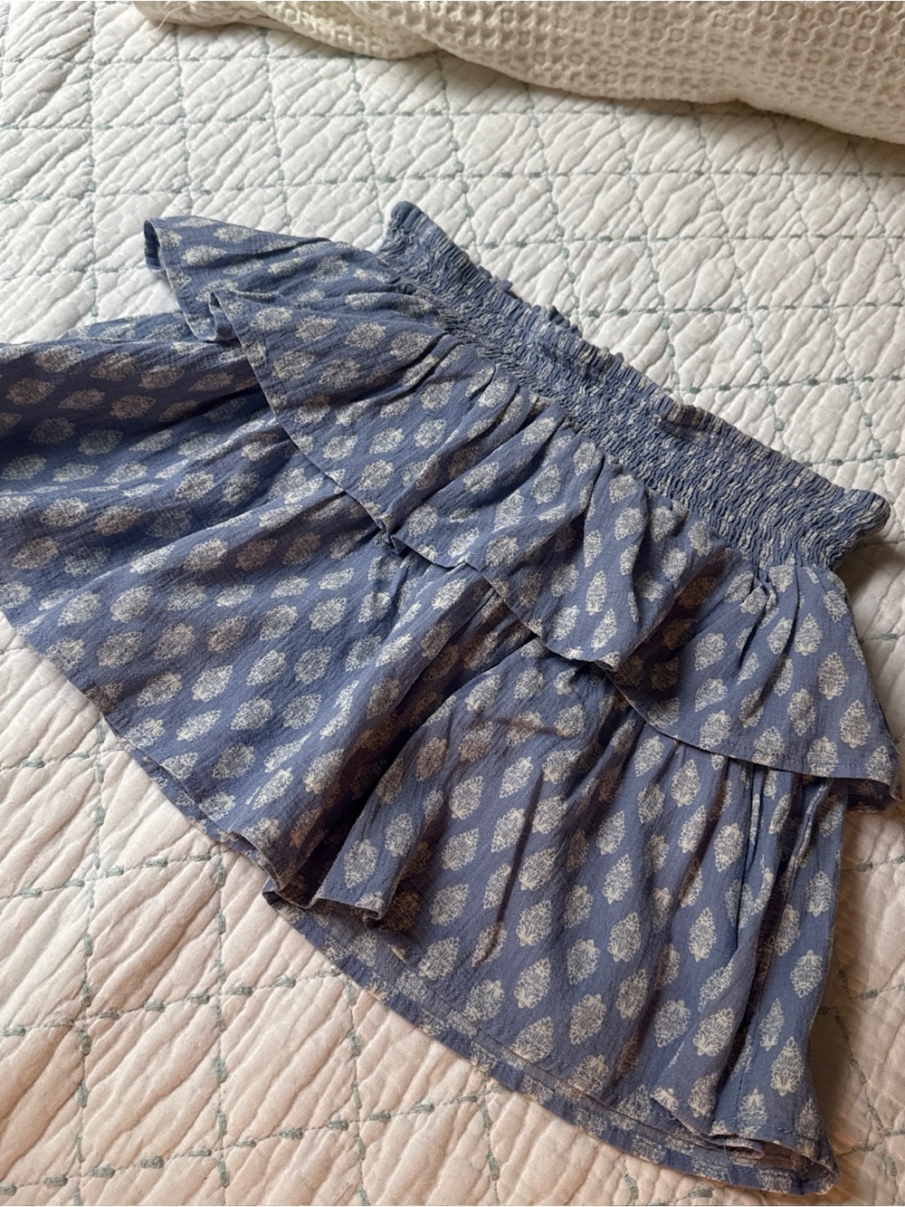 H&M Blue Printed Tiered Mini Skirt